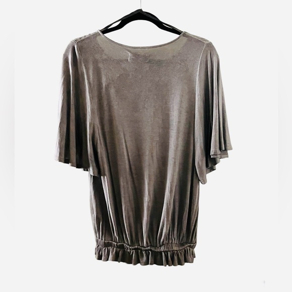 Knox Rose Keyhole Embroidered Grey Short Sleeve Blouse - Picture 2 of 3